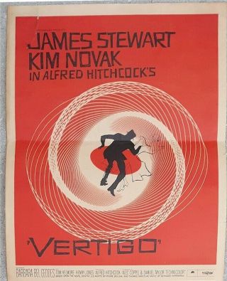Alfred Hitchcock ' s Vertigo Insert Vintage Movie Poster James Stewart 3
