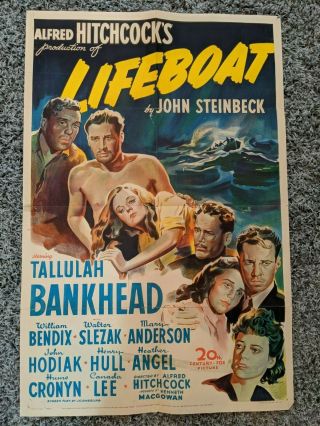 Lifeboat 1944 One Sheet Movie Poster Alfred Hitchcock Very Rare Litho