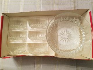7 Pc Arcoroc Diamant Clear Glass Starburst Salad Berry Bowl Set Made In France