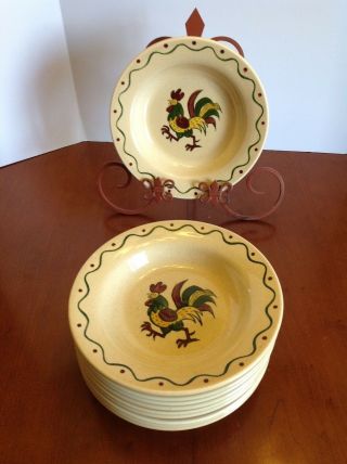 10 - Metlox Poppytrail Provincial Rooster 8.  5 " Rimmed Soup Bowl Euc To Near