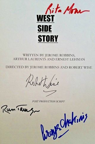 West Side Story MOVIE SCRIPT SIGNED Robert Wise,  Russ Tamblyn,  Rita Moreno,  1 2