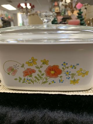 Vintage Corning Ware 1 1/2 Qt Spice Of Life Baking Dish With Lid Small Casserole