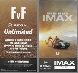 Imax Ford Vs Ferreri Regal Movie Collectible Ticket Card Serial Numbered /500