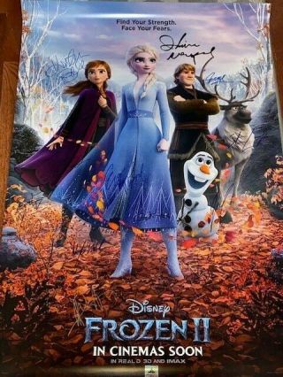 Frozen 2 Ds Movie Poster Cast Signed Premiere Disney Idina Menzel Rare Christmas