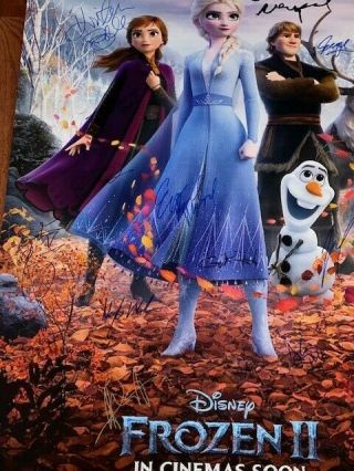 Frozen 2 DS Movie Poster CAST SIGNED Premiere Disney Idina Menzel Rare Christmas 2