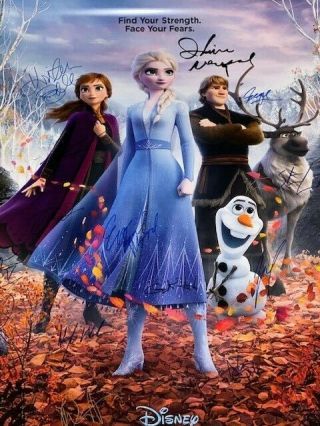 Frozen 2 DS Movie Poster CAST SIGNED Premiere Disney Idina Menzel Rare Christmas 3