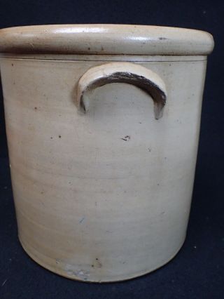vintage STONEWARE CROCK Country Pottery with Blue Flower 3 Gallon Size 2