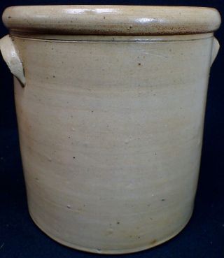 vintage STONEWARE CROCK Country Pottery with Blue Flower 3 Gallon Size 3