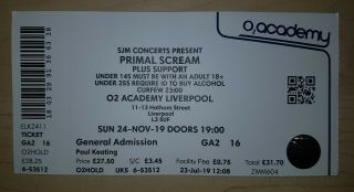 Primal Scream Ticket Liverpool O2 Academy 24/12/19 - Ultimate Rock N Roll