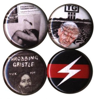 Throbbing Gristle: Set Of 4 Buttons - Pins - Badges Uk Industrial Psychic Tv