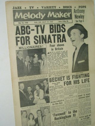 Melody Maker Pop Paper.  16th May 1959.  Frank Sinatra. ,  Newley.  Etc