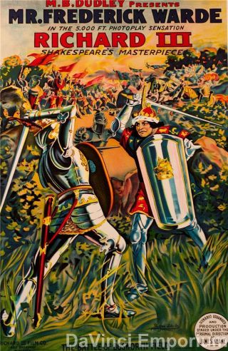 Richard Iii Vintage Fine Art Movie Poster Lithograph Frederick Warde Re Society