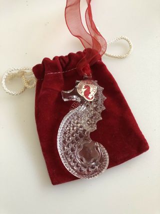 Vintage Waterford Crystal Ornament Large 3 1/2 Inches Wth Bag Red Foil Sticker