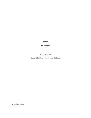 Joker Rare Early Draft Movie Script By Todd Phillips & Scott Silver
