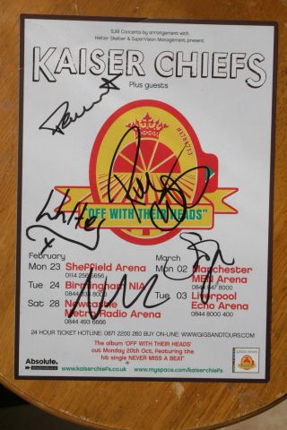 Kaiser Chiefs Signed Flyer 8x6 " - Signed By 5 - Autographs