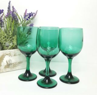 Vintage Libbey Green Wine Glass Set Of 4 Libbey Juniper Emerald Green Glasses