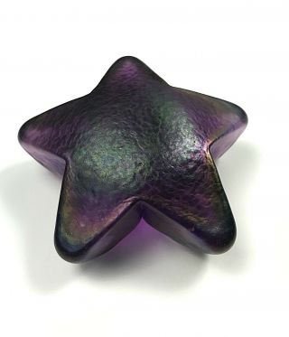Robert Held Star Art Glass Paperweight Iridescent Purple Sculpture Rhag