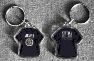 NIRVANA t - shirt keyring KURT COBAIN smiley in utero etc 2