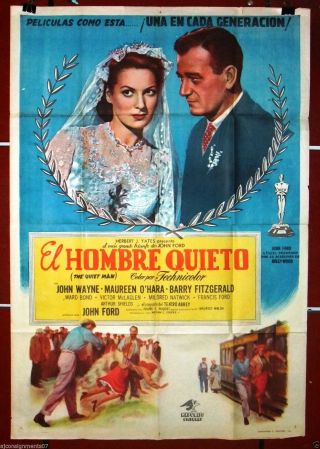 Hombre Quieto,  The Quiet Man {john Wayne} Argentinean Argentina Movie Poster 50s
