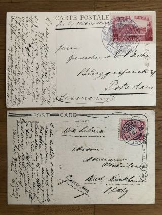 2 X Japan Old Postcard Yokohama To Germany 1900s