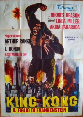 King Kong Escapes Italian 2f Movie Poster 39x55 Ishiro Honda Mie Hama 1967 Rare