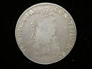 1837 Bolivia 8 Soles Silver Coin Error 1837 Over 1817 Z210
