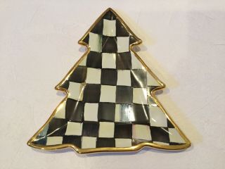 Mackenzie Childs Courtly Check Ceramic Christmas Tree Plate - 8.  5 X 8”