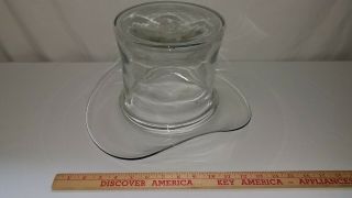Vintage Blenko Hand Blown Clear Art Glass Top Hat Large Vase Bowl With Sticker
