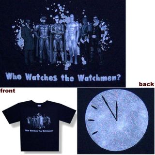 Watchmen Who Watches The Watchmen Characters Clock Face Black T Shirt Xl