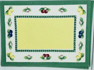 Villeroy And Boch French Garden Cotton Fabric Reversible Placemat Set Of 7 Euc