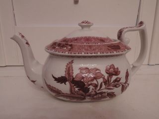 Vintage Spode Pink Camilla Red Transferware Teapot
