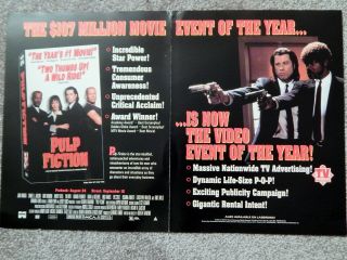 Pulp Fiction (video Dealer Brochure 1994) Quentin Tarantino Film; John Travolta
