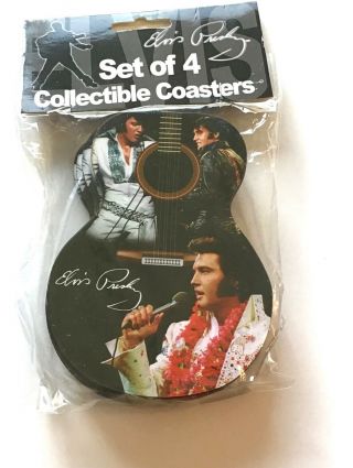Elvis Presley Collectable Coasters - Set Of 4 - Guitar Shaped - Picture Of Elvis