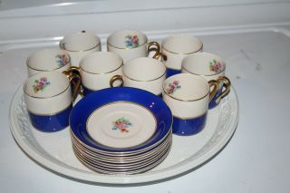 Arabia Finland Set Of 9 Demi Tasse Cups,  Saucers And Tray Peonies Suomi