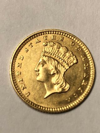 Us 1857 $1 One Dollar American Princess Indian Head Gold Coin Details