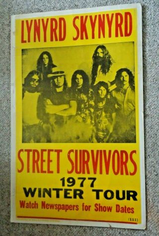 Lynyrd Skynyrd 1977 Concert Tour Poster Street Survivor 70s 14 " X 22 "