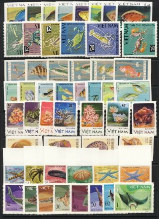 Viet Nam Fish And Marine Life Mnh Vf Sets,  With Imperfs,  Coral,  Seashells Etc
