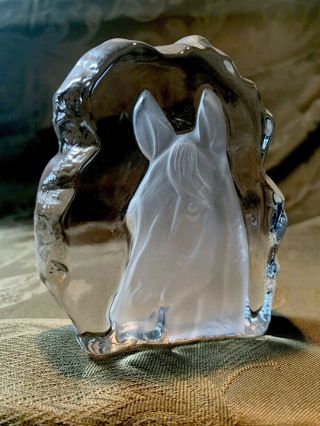 Vintage Heavy Crystal Horse Head Sculpture Figurine Paperweight 4”