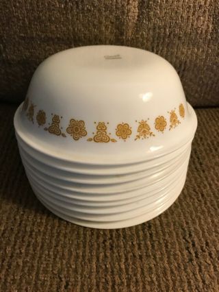Nine (9) Corelle Butterfly Gold 6 1/4” Cereal Bowls