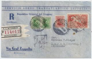 1932 Uruguay To Germany Zeppelin Reg Cover,  Scarce Stamps And Cancels