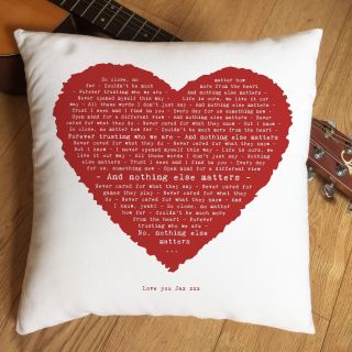 Metallica Nothing Else Matters Lyrics Heart Cushion - Xmas Christmas Gift Idea