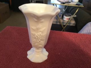 Vintage White Milk Glass 8 Sided Vase