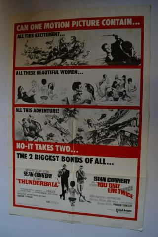 James Bond 007 Thunderball / You Only Live Twice Combo Movie Poster
