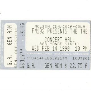 The The Concert Ticket Stub Toronto Canada 2/14/90 Concert Hall Versus The World