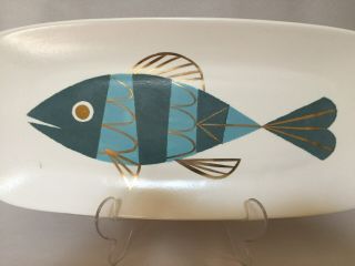 MODERNIST ART POTTERY - FISH PLATTER - RECTANGULAR SHAPE - STUDIO HAND CRAFTED 3