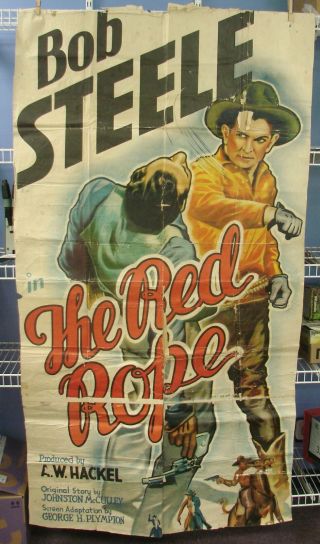 1937 Bob Steele The Red Rope Cowboy Silent Movie Advertisement Poster Tom Shaw