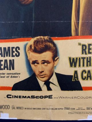 REBEL WITHOUT A CAUSE Movie Poster (Good) Insert 1955 James Dean & Natalie Wood 3
