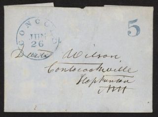 1850 Us Stampless Folded Letter W/blue Concord N.  H.  Pmk - Medical Consultation