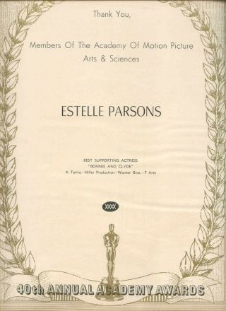 1968 Rare Estelle Parsons " Bonnie & Clyde " Oscar Win Thank You Ad