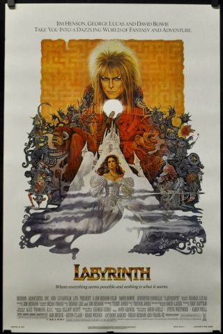 Labyrinth 1986 27x41 Nm Movie Poster David Bowie Jennifer Connelly